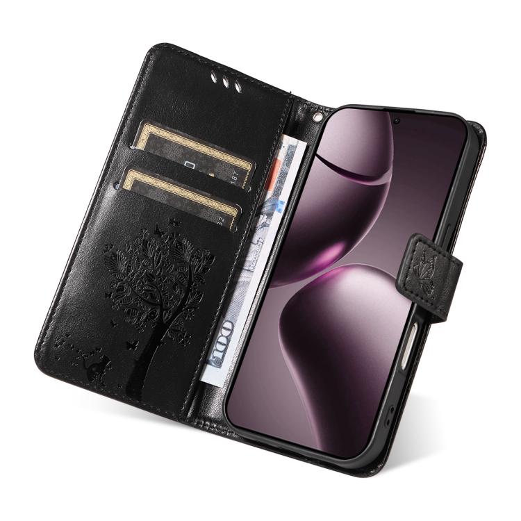 For Xiaomi 15T 5G Tree & Cat Embossed Pattern Flip Leather Phone Case