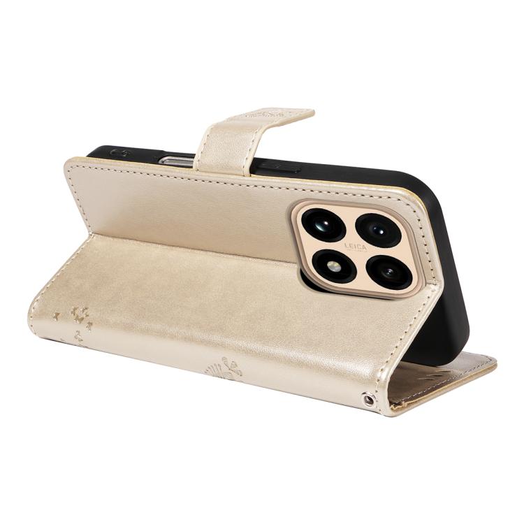 For Xiaomi 15T 5G Tree & Cat Embossed Pattern Flip Leather Phone Case