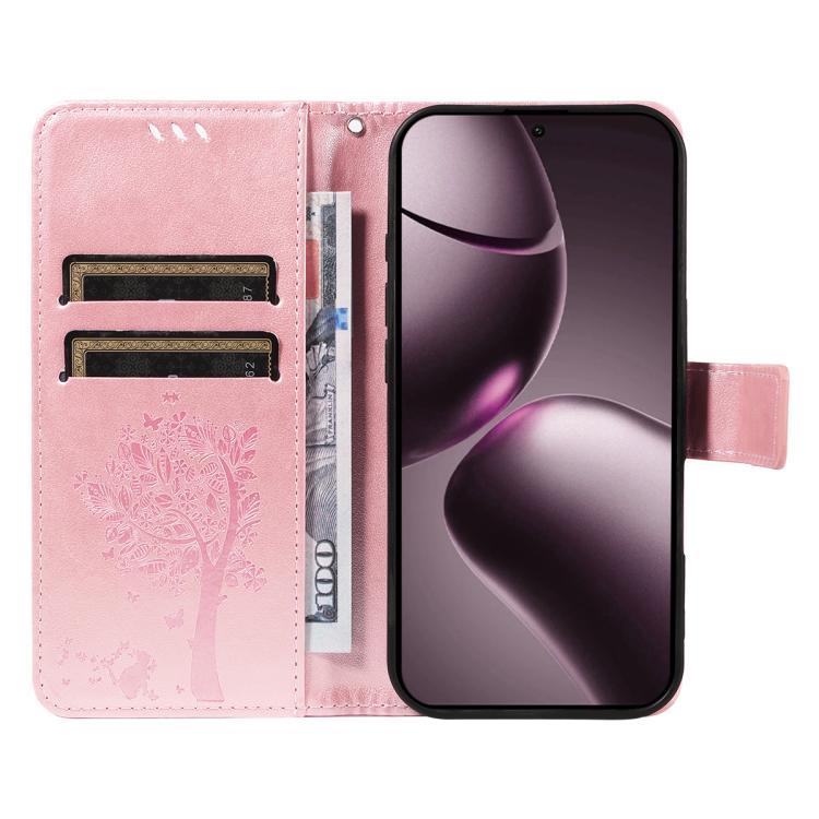 For Xiaomi 15T 5G Tree & Cat Embossed Pattern Flip Leather Phone Case