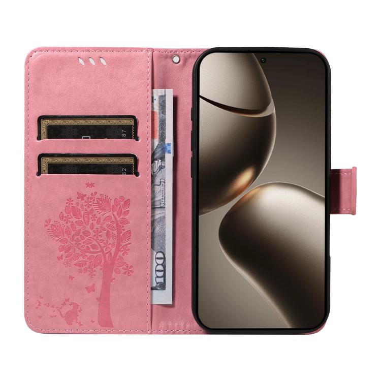 For Xiaomi 15T Pro 5G Tree & Cat Embossed Pattern Flip Leather Phone Case