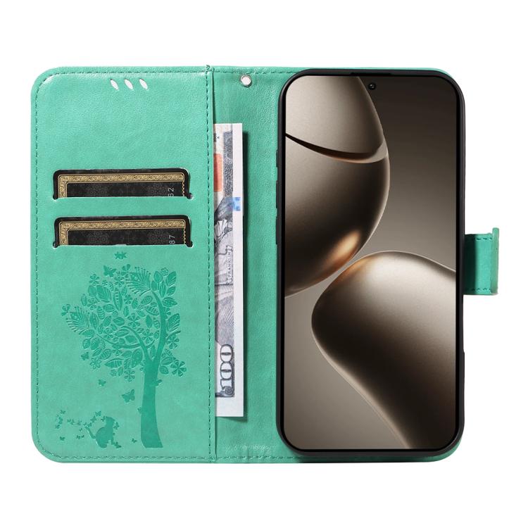 For Xiaomi 15T Pro 5G Tree & Cat Embossed Pattern Flip Leather Phone Case