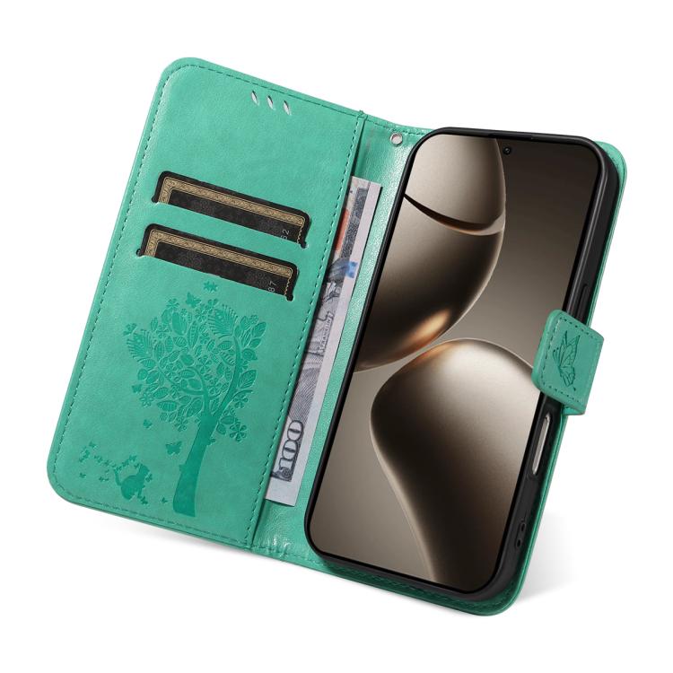 For Xiaomi 15T Pro 5G Tree & Cat Embossed Pattern Flip Leather Phone Case