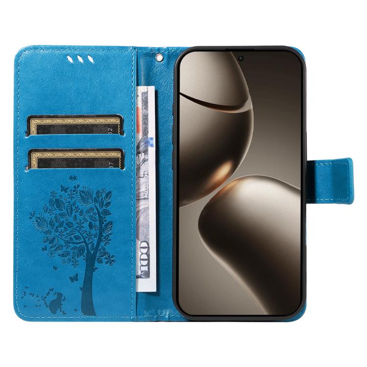 For Xiaomi 15T Pro 5G Tree & Cat Embossed Pattern Flip Leather Phone Case