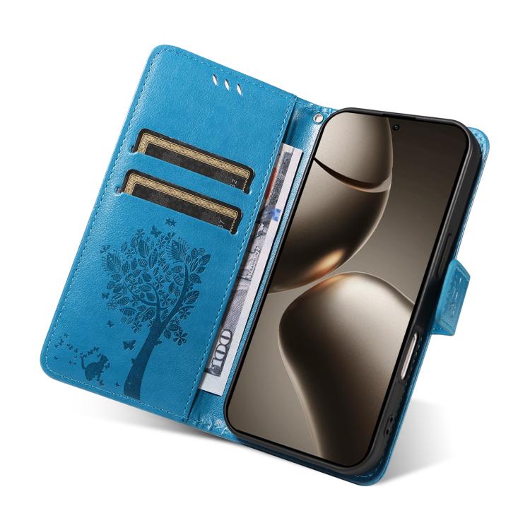 For Xiaomi 15T Pro 5G Tree & Cat Embossed Pattern Flip Leather Phone Case