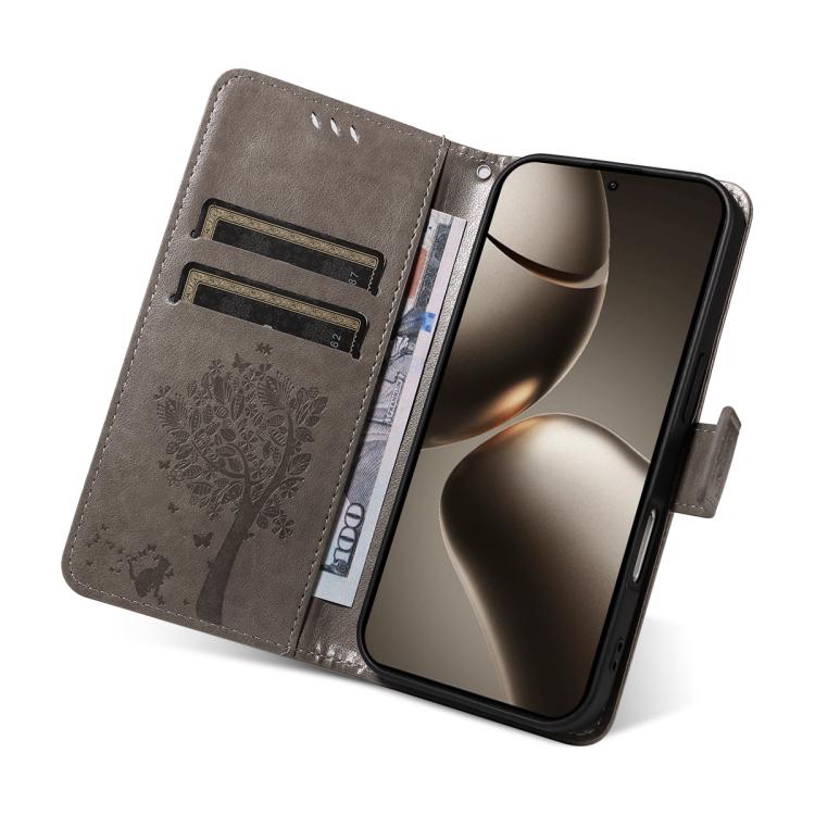 For Xiaomi 15T Pro 5G Tree & Cat Embossed Pattern Flip Leather Phone Case