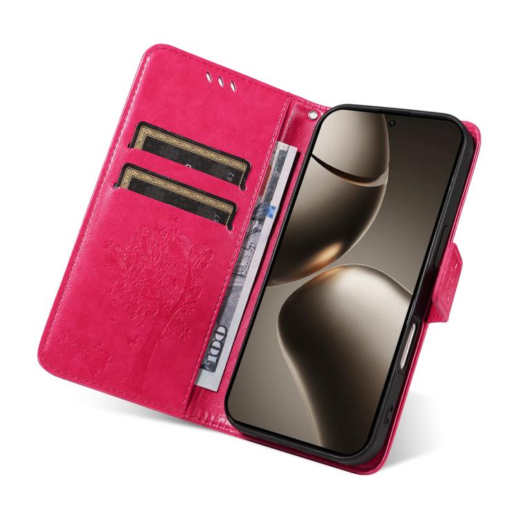 For Xiaomi 15T Pro 5G Tree & Cat Embossed Pattern Flip Leather Phone Case
