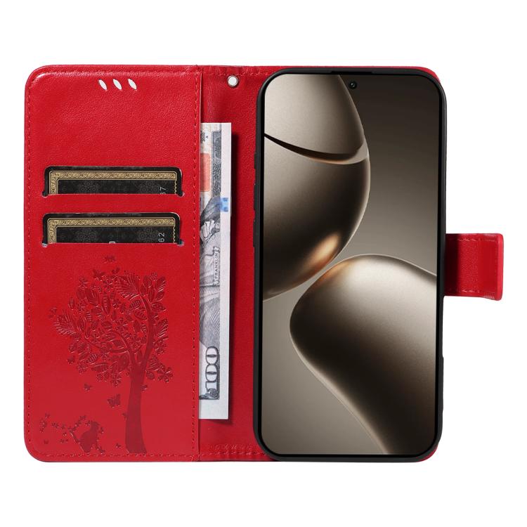 For Xiaomi 15T Pro 5G Tree & Cat Embossed Pattern Flip Leather Phone Case