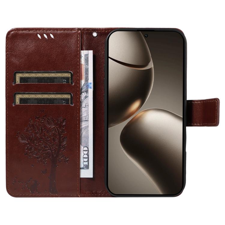 For Xiaomi 15T Pro 5G Tree & Cat Embossed Pattern Flip Leather Phone Case