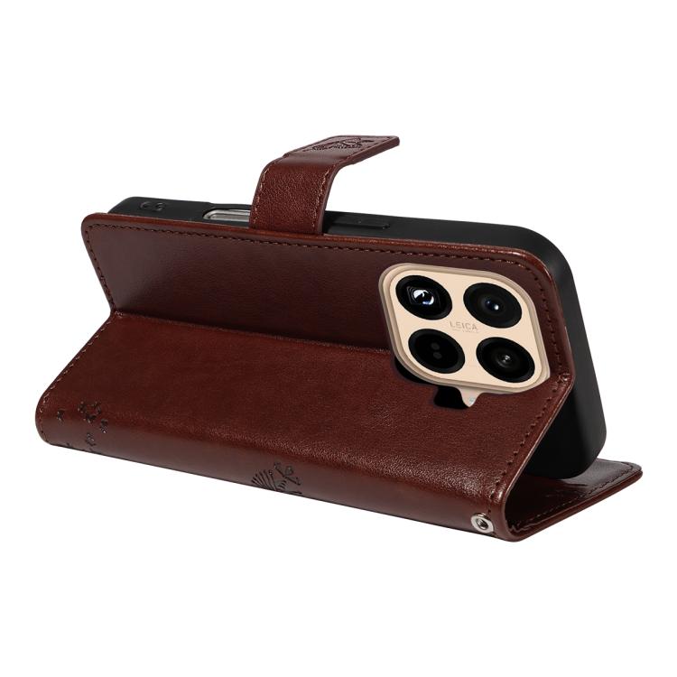 For Xiaomi 15T Pro 5G Tree & Cat Embossed Pattern Flip Leather Phone Case
