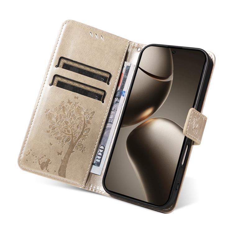 For Xiaomi 15T Pro 5G Tree & Cat Embossed Pattern Flip Leather Phone Case