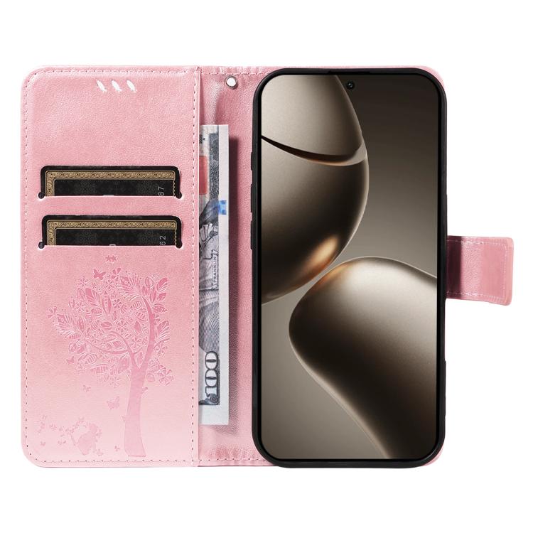 For Xiaomi 15T Pro 5G Tree & Cat Embossed Pattern Flip Leather Phone Case