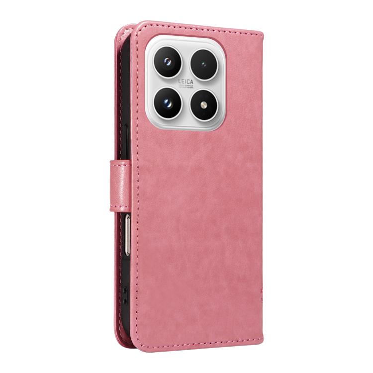 For Xiaomi 17 Tree & Cat Embossed Pattern Flip Leather Phone Case