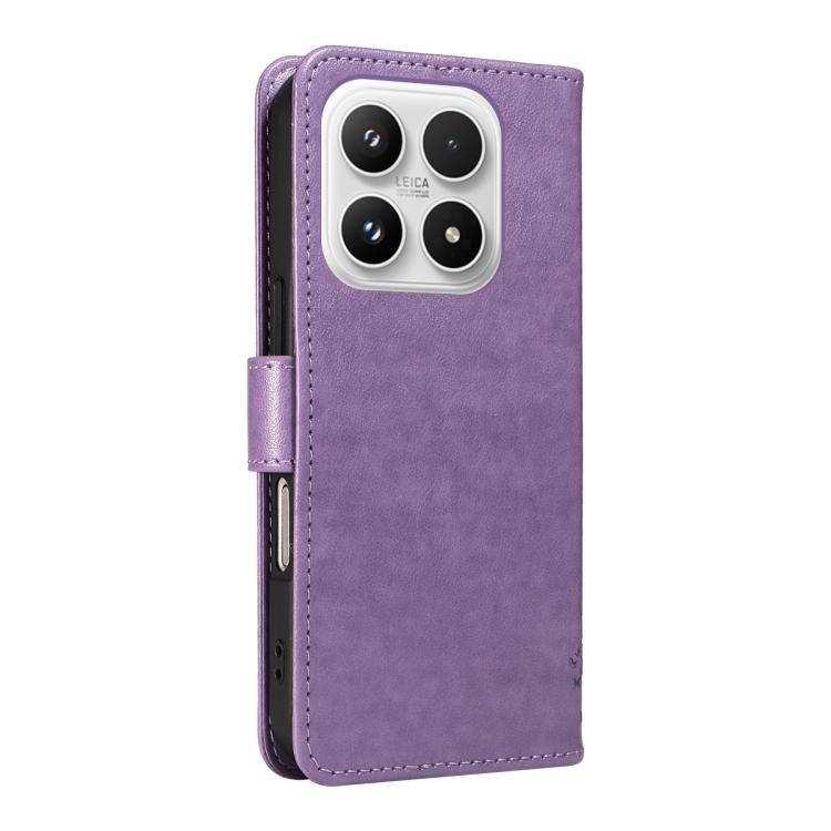 For Xiaomi 17 Tree & Cat Embossed Pattern Flip Leather Phone Case