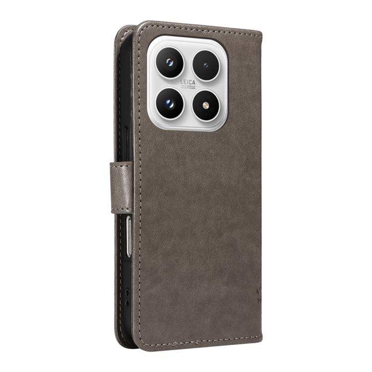 For Xiaomi 17 Tree & Cat Embossed Pattern Flip Leather Phone Case