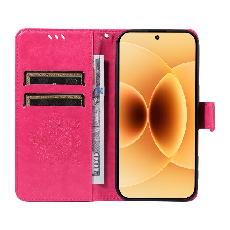 For Xiaomi 17 Tree & Cat Embossed Pattern Flip Leather Phone Case