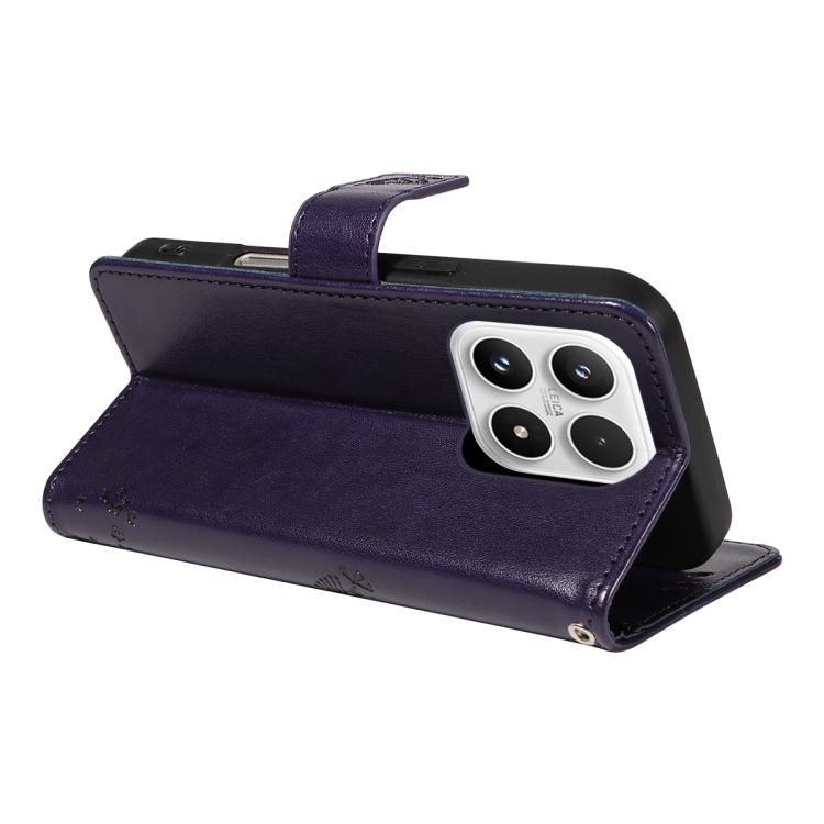 For Xiaomi 17 Tree & Cat Embossed Pattern Flip Leather Phone Case