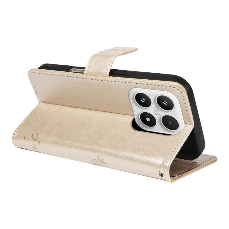 For Xiaomi 17 Tree & Cat Embossed Pattern Flip Leather Phone Case