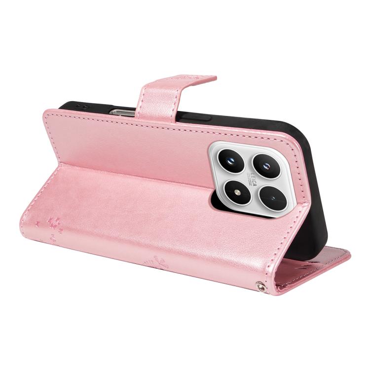 For Xiaomi 17 Tree & Cat Embossed Pattern Flip Leather Phone Case