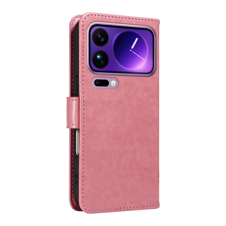 For Xiaomi 17 Pro Max Tree & Cat Embossed Pattern Flip Leather Phone Case