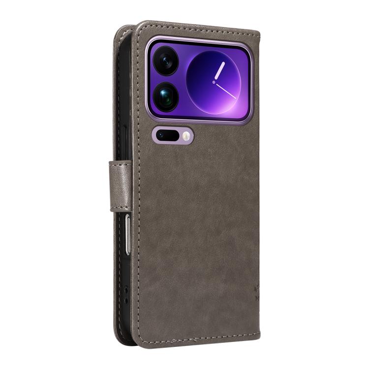For Xiaomi 17 Pro Max Tree & Cat Embossed Pattern Flip Leather Phone Case