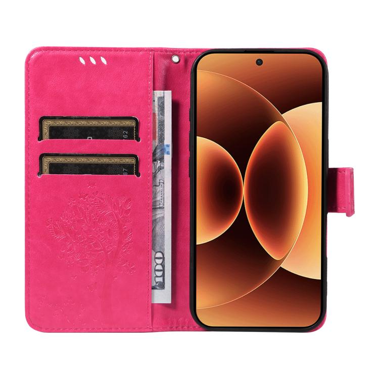 For Xiaomi 17 Pro Max Tree & Cat Embossed Pattern Flip Leather Phone Case