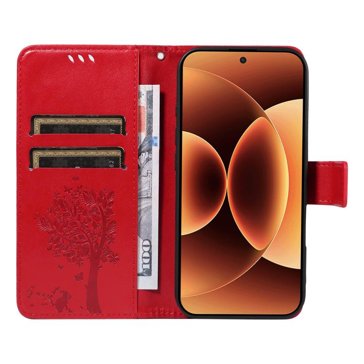 For Xiaomi 17 Pro Max Tree & Cat Embossed Pattern Flip Leather Phone Case