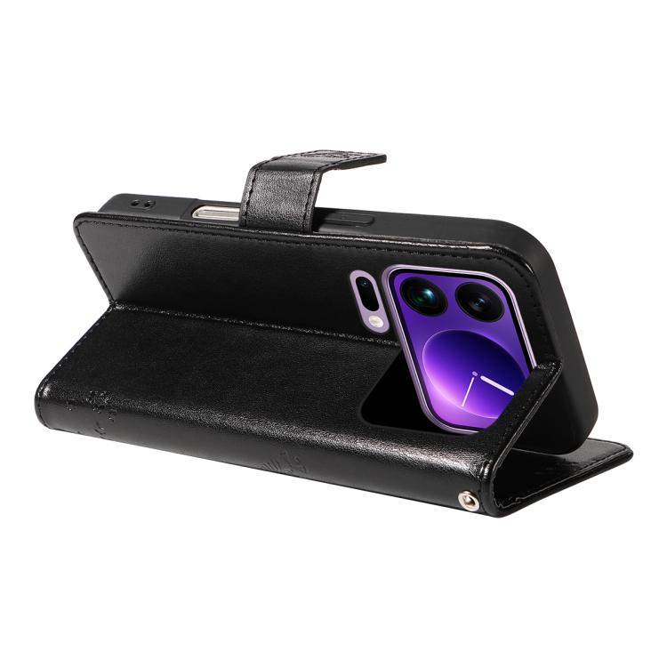 For Xiaomi 17 Pro Max Tree & Cat Embossed Pattern Flip Leather Phone Case