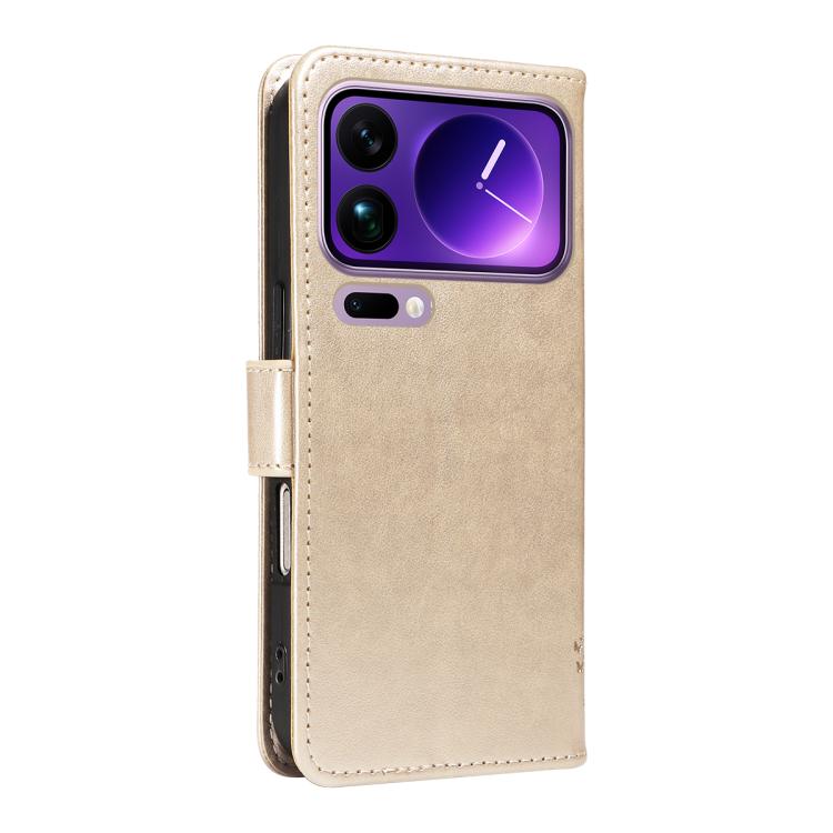 For Xiaomi 17 Pro Max Tree & Cat Embossed Pattern Flip Leather Phone Case
