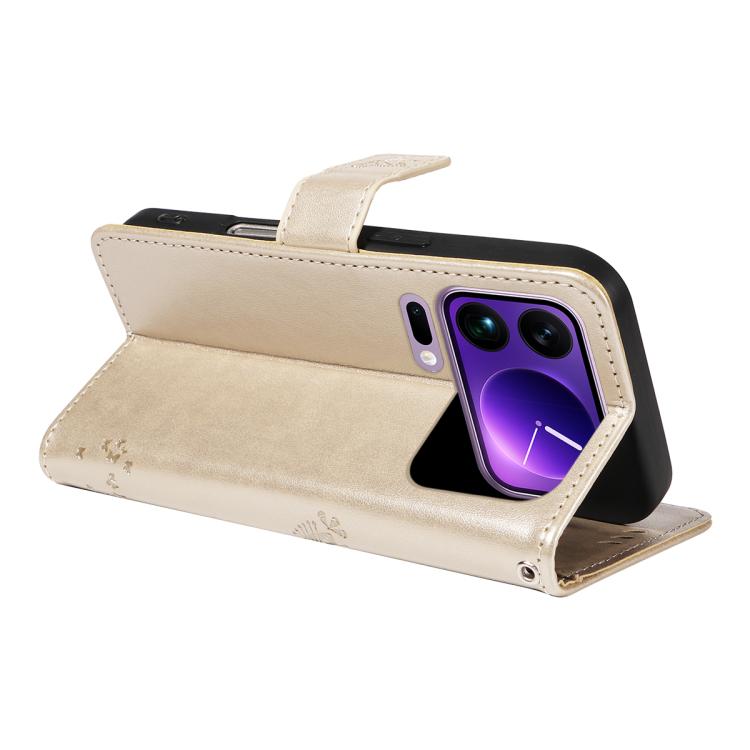 For Xiaomi 17 Pro Max Tree & Cat Embossed Pattern Flip Leather Phone Case