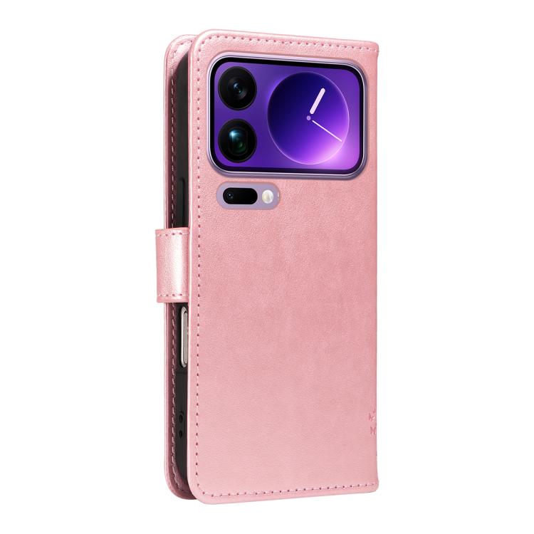 For Xiaomi 17 Pro Max Tree & Cat Embossed Pattern Flip Leather Phone Case