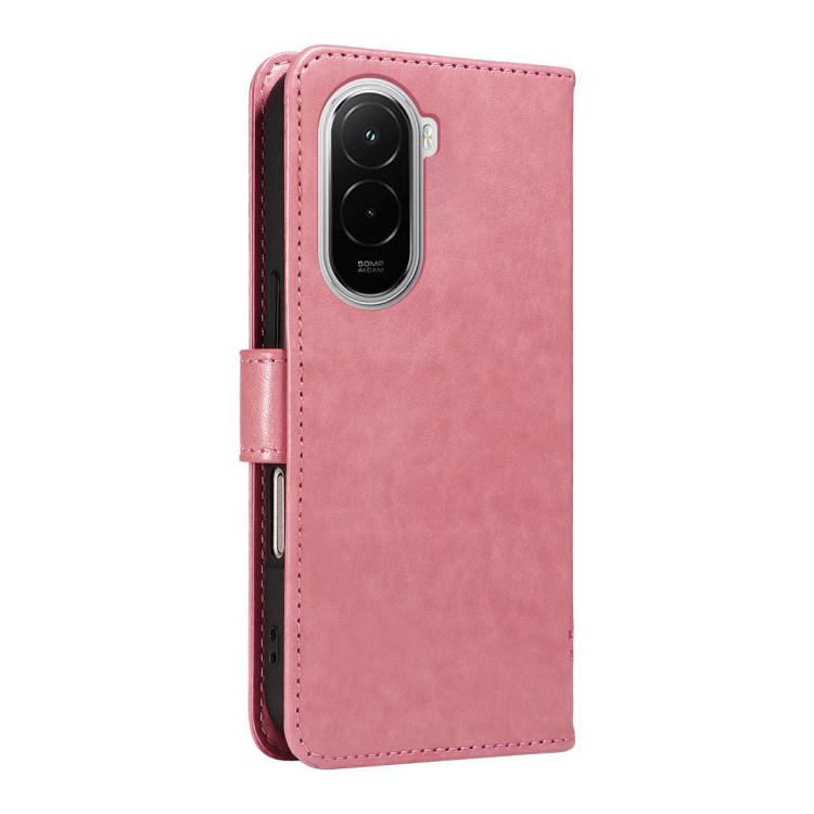 For Xiaomi Poco M7 4G 171mm Tree & Cat Embossed Pattern Flip Leather Phone Case