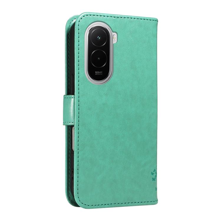 For Xiaomi Poco M7 4G 171mm Tree & Cat Embossed Pattern Flip Leather Phone Case