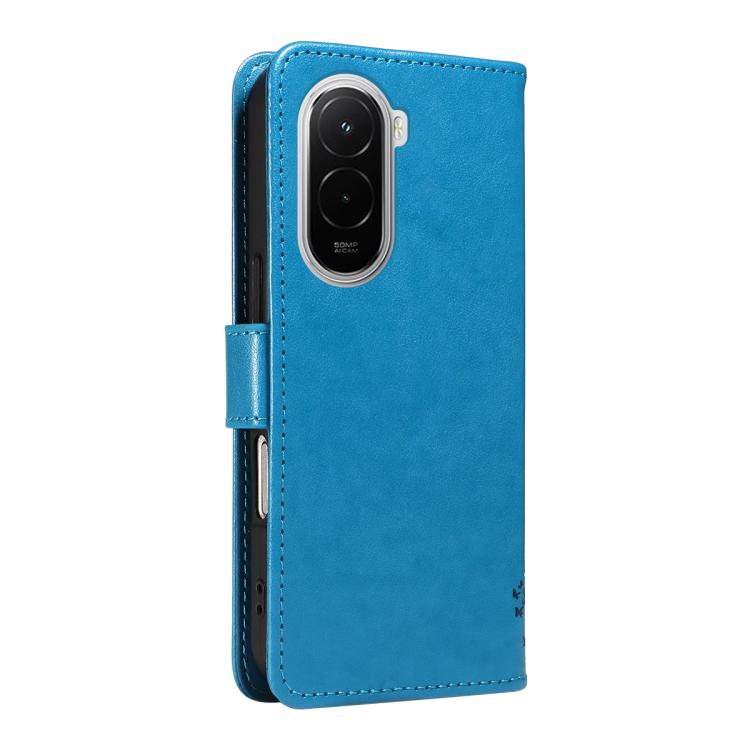 For Xiaomi Poco M7 4G 171mm Tree & Cat Embossed Pattern Flip Leather Phone Case