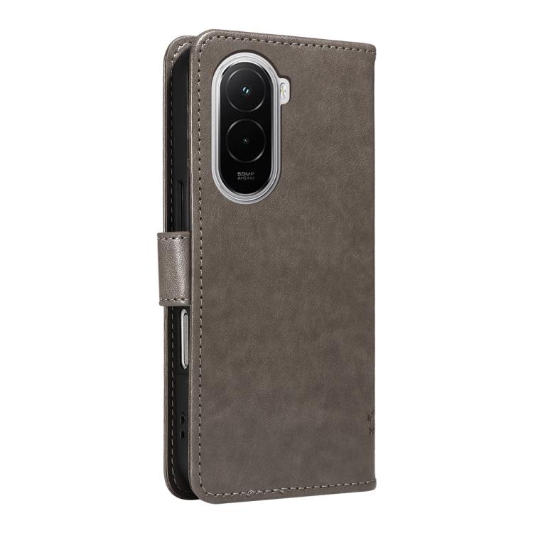 For Xiaomi Poco M7 4G 171mm Tree & Cat Embossed Pattern Flip Leather Phone Case