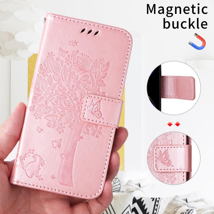 For Xiaomi Poco X8 Pro Max 5G Tree & Cat Embossed Pattern Flip Leather Phone Case