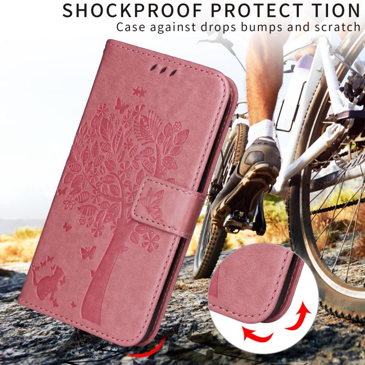 For Xiaomi 17 Ultra Tree & Cat Embossed Pattern Flip Leather Phone Case