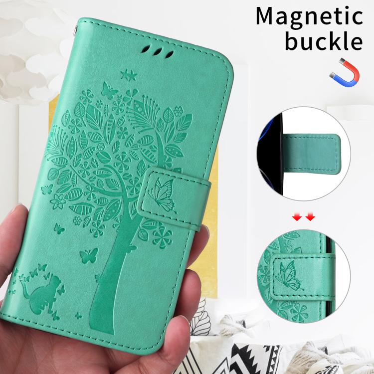 For Xiaomi 17 Ultra Tree & Cat Embossed Pattern Flip Leather Phone Case