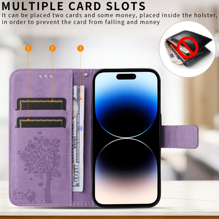 For Xiaomi 17 Ultra Tree & Cat Embossed Pattern Flip Leather Phone Case