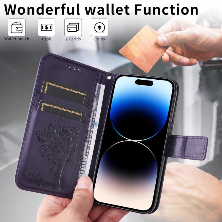 For Xiaomi 17 Ultra Tree & Cat Embossed Pattern Flip Leather Phone Case
