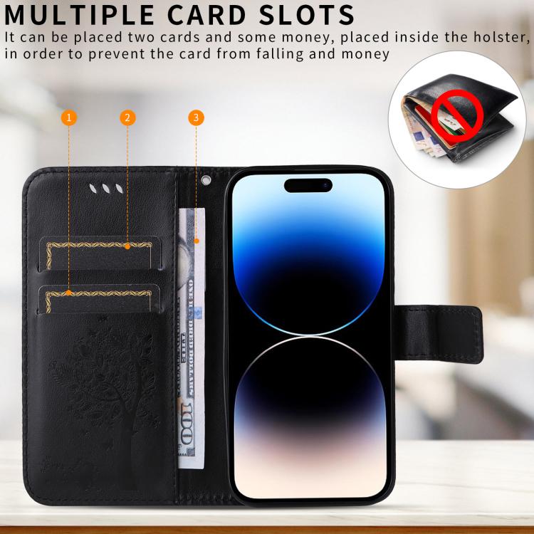 For Xiaomi 17 Ultra Tree & Cat Embossed Pattern Flip Leather Phone Case