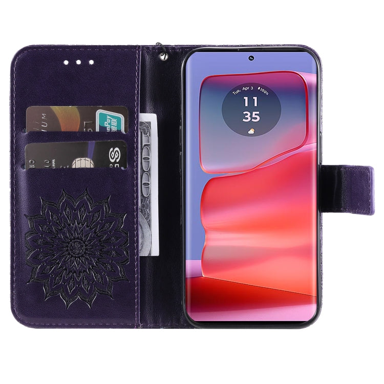 For Motorola Edge 50 Pro Embossed Sunflower Pattern Flip Leather Phone Case