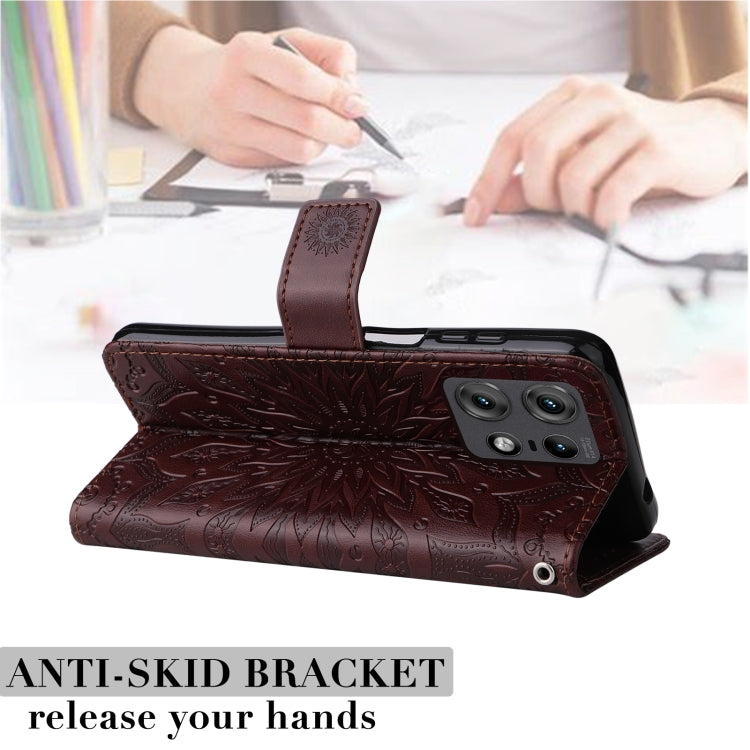 For Motorola Edge 50 Pro Embossed Sunflower Pattern Flip Leather Phone Case