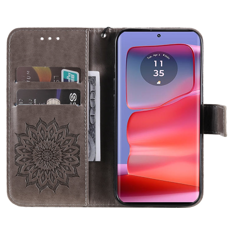 For Motorola Edge 50 Pro Embossed Sunflower Pattern Flip Leather Phone Case