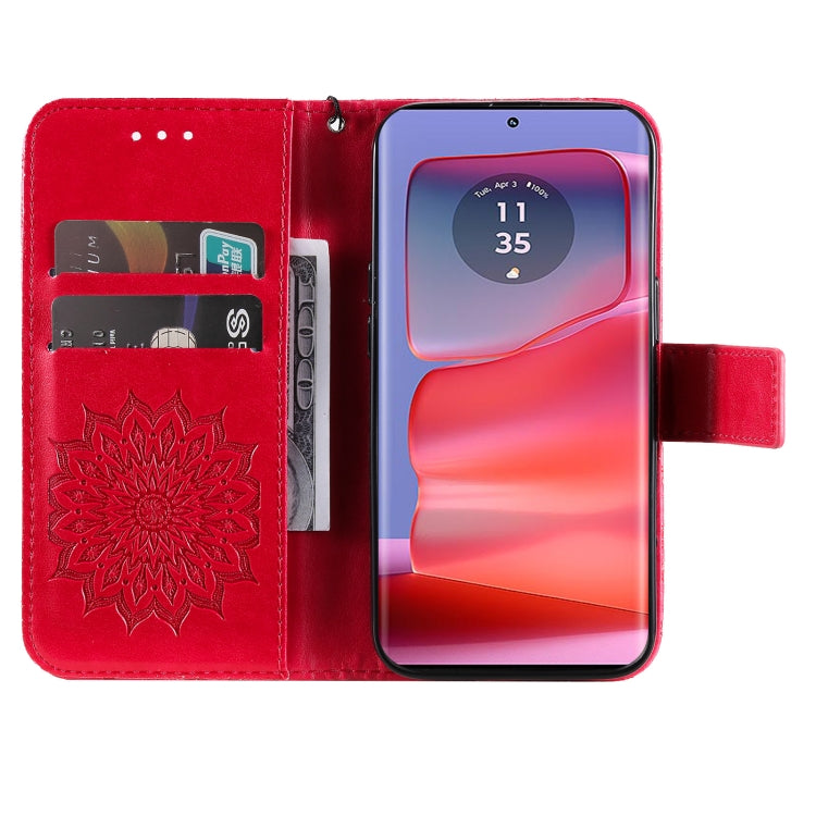 For Motorola Edge 50 Pro Embossed Sunflower Pattern Flip Leather Phone Case