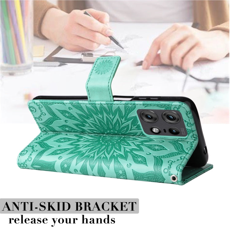 For Motorola Edge 50 Pro Embossed Sunflower Pattern Flip Leather Phone Case