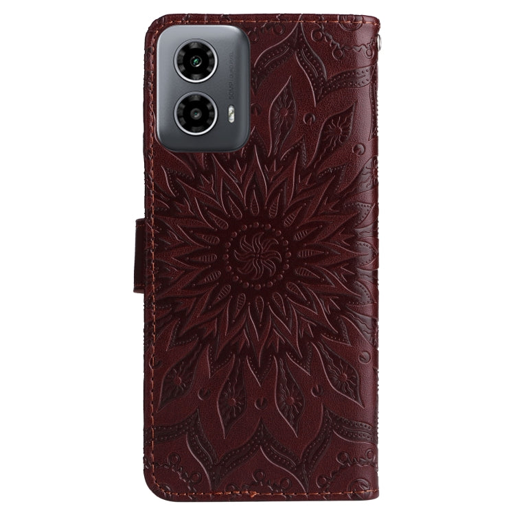 For Motorola Moto G34 Embossed Sunflower Pattern Flip Leather Phone Case