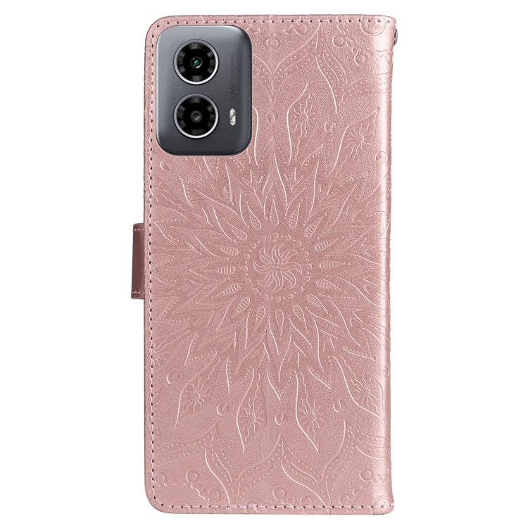 For Motorola Moto G34 Embossed Sunflower Pattern Flip Leather Phone Case