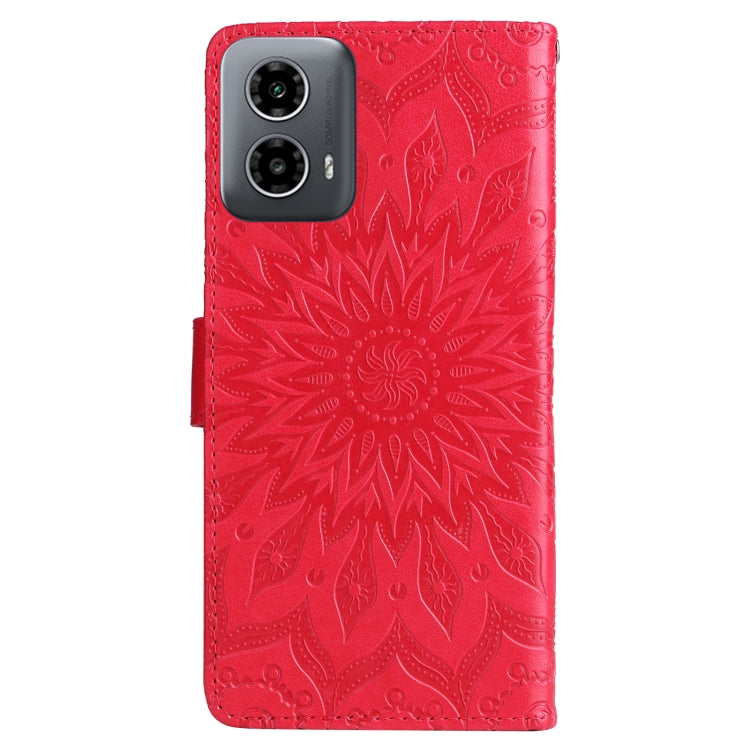 For Motorola Moto G34 Embossed Sunflower Pattern Flip Leather Phone Case