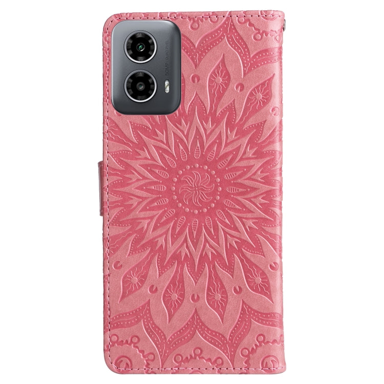 For Motorola Moto G34 Embossed Sunflower Pattern Flip Leather Phone Case