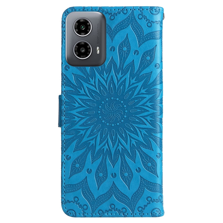 For Motorola Moto G34 Embossed Sunflower Pattern Flip Leather Phone Case